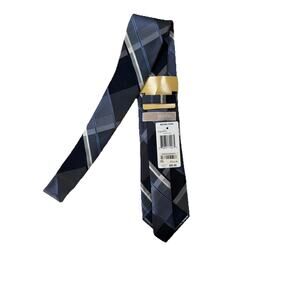 NWT MK Michael Kors Forest Plaid Blue Men’s Tie Classic Preppy Nautical $65